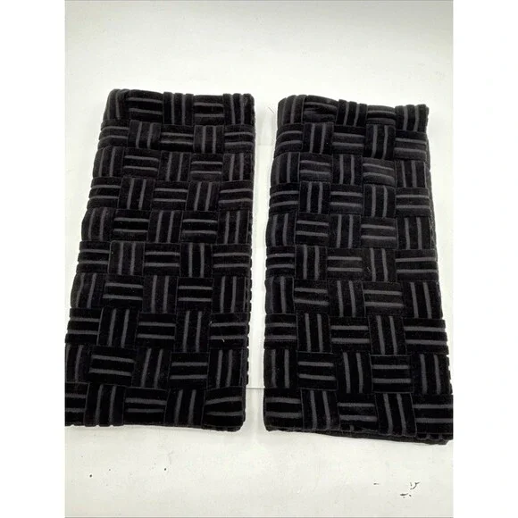 (2)CB2 Akemi Black Woven Velvet Decorative Throw Pillow Covers 18x18 100% Cotton - Picture 6 of 6